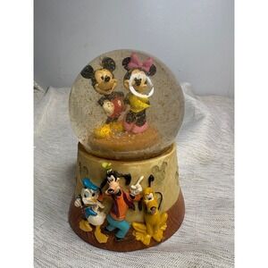 Disney Mickey Mouse Minnie Goofy Music Box Snow Globe By Kcare.